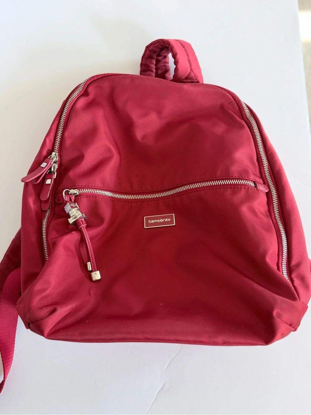 Samsonite Red Women's Compact Karissa Biz Backpack with Front Zip Pocket 14.1”